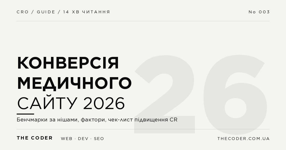 Конверсія медичного сайту 2026: бенчмарки за нішами і чек-лист підвищення CR