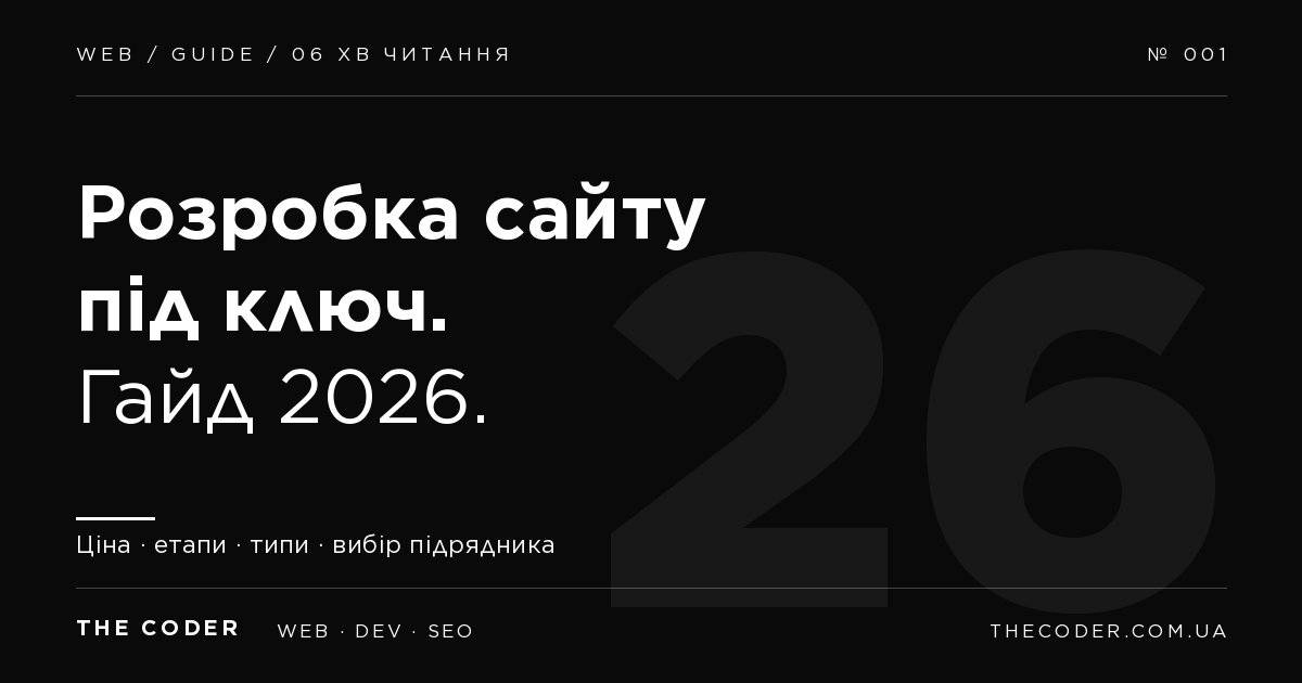 Розробка сайту під ключ у 2026: повний гайд по типах, етапах і цінах