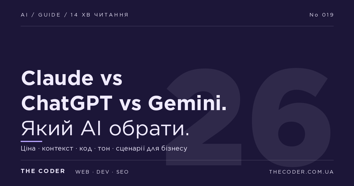 Claude vs ChatGPT vs Gemini: який AI обрати у 2026